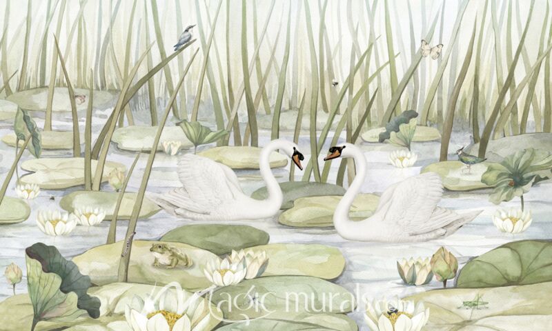 Spectacular Swans by Kikki Belle Wallpaper Wall Mural