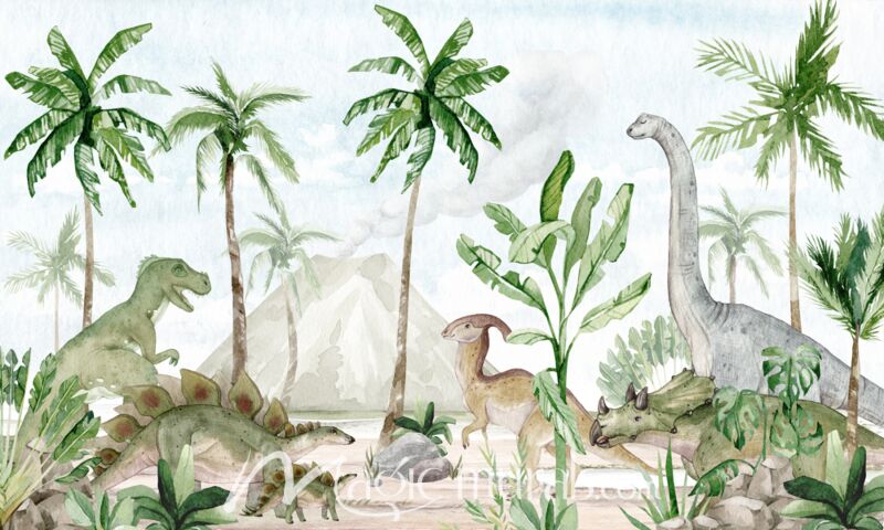Dino Joy by Oliver Robins Wallpaper Wall Mural