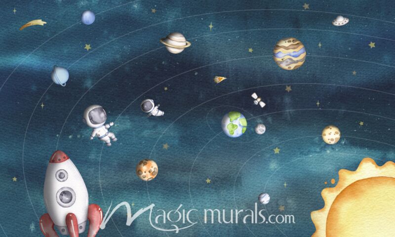 Space Joy - Dark by Oliver Robins Wallpaper Wall Mural