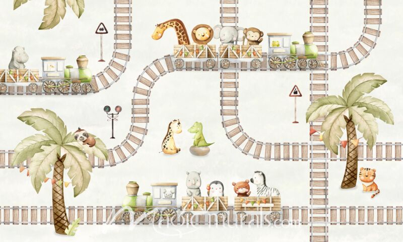 Train Travels by Oliver Robins Wallpaper Wall Mural