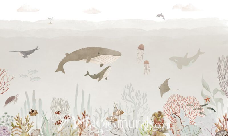 Sensational Sea - Brown by Oliver Robins Wallpaper Wall Mural