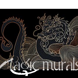 Gold Janpanese Dragon Print Backpack