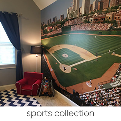 bedroom wall mural featuring professional baseball game field view from stadium seat