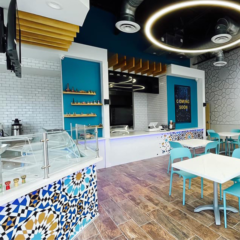 Vitruviuss General Contractor, which has outfitted a number of restaurants and cafes with our wallpaper murals over the years, wrapped the service counter and walls with mural that lo0oks like custom tile at Houston's Shawarma Stop restaurant. Vitruviuss General Contractor, which has outfitted a number of restaurants and cafes with our wallpaper murals over the years, wrapped the service counter and walls with mural that lo0oks like custom tile at Houston's Shawarma Stop restaurant.