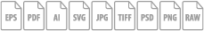 acceptable file formats via Custom Uploader Tool are AI, EPS, PDF, TIF, PSD, JPG, RAW
