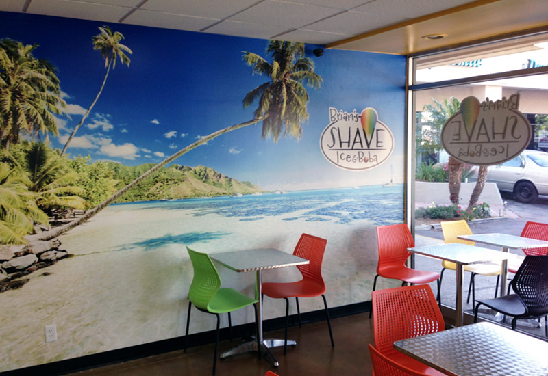 Brian's Shave Ice & Boba full wall mural for restaurant dining area