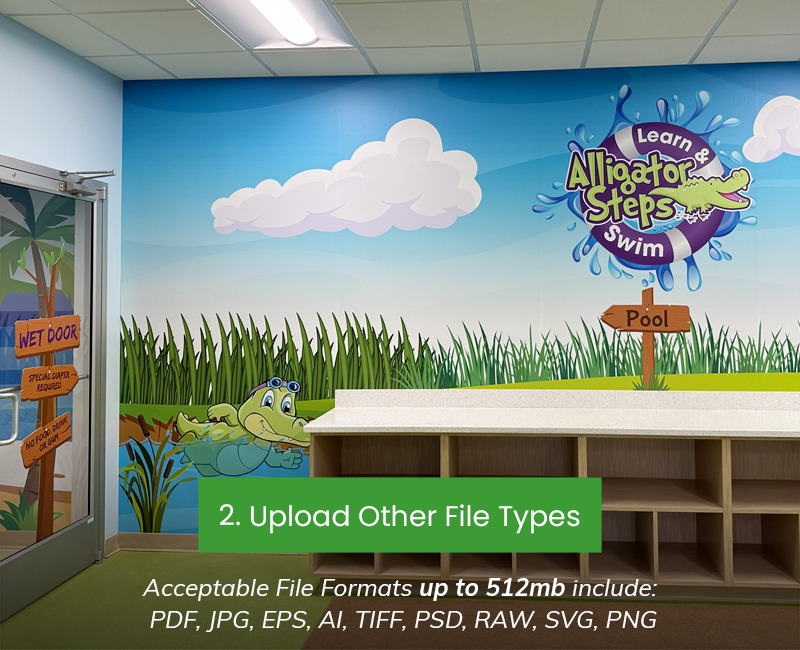 File Uploader Form - customized and branded swim school mural in changing room