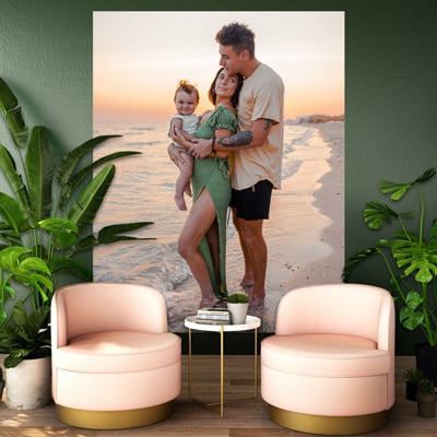 custom beach family photo mural